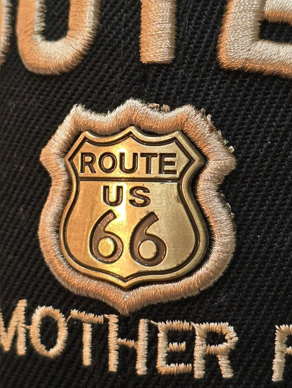 Route 66 Black Embroidered Baseball Cap - The Mother Road